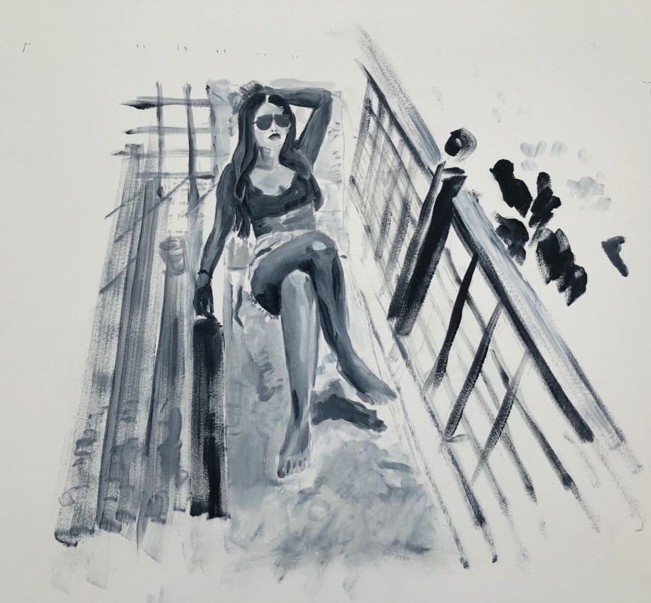 Lounger, oil on paper, 30 x 40cm